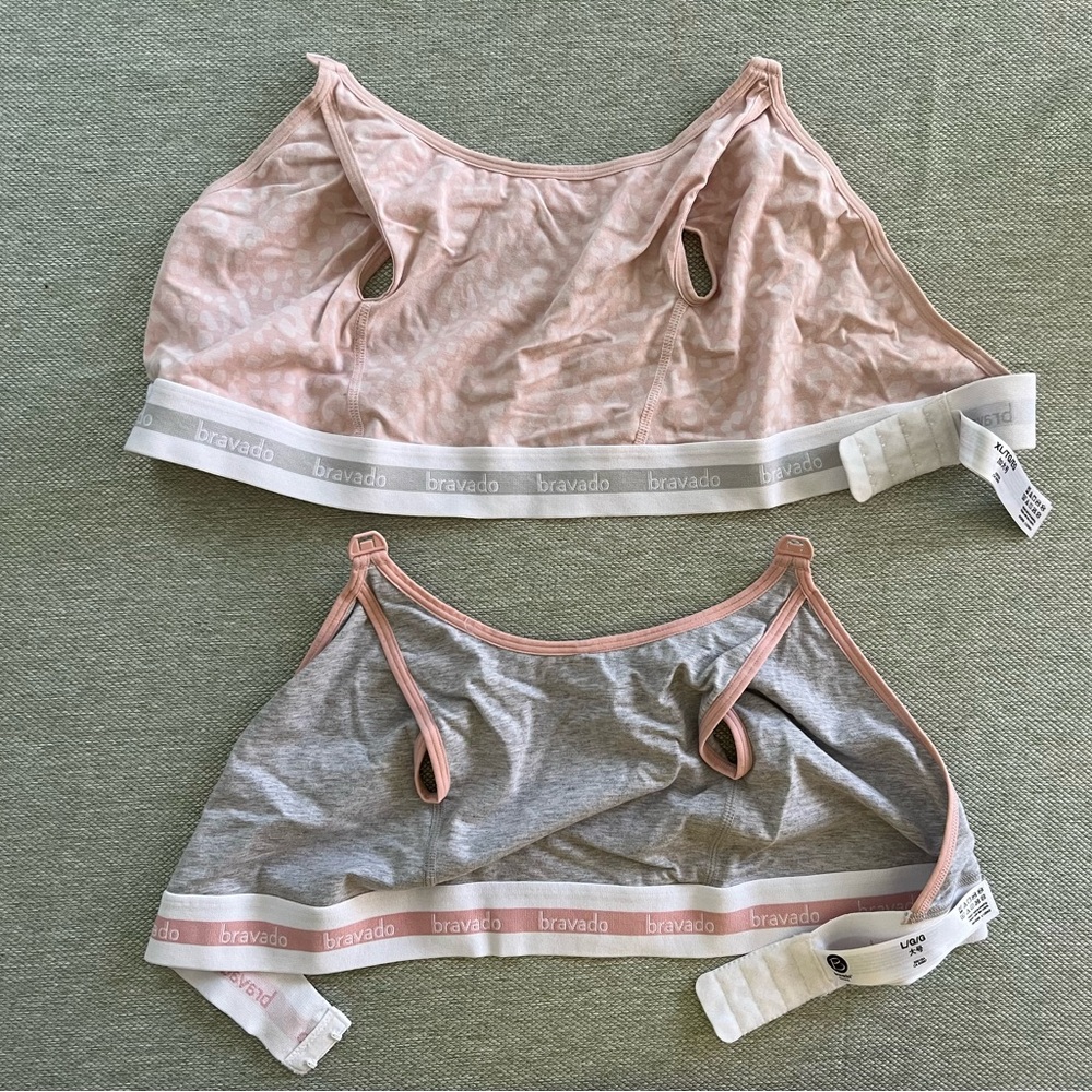 Set of 2 Bravado clip and pump hands-free pump nursing bra L XL
